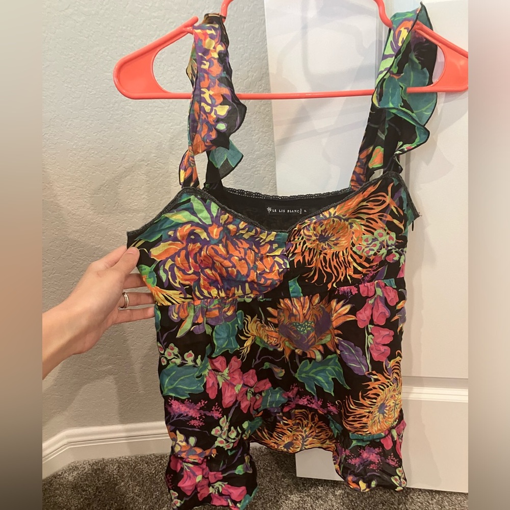 Colorful floral tank top blouse